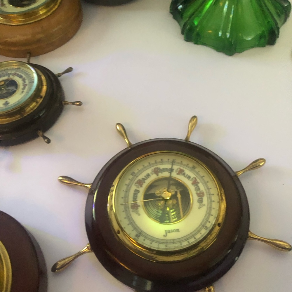 Nautical Brass and Brown Wall Decor Barometer.